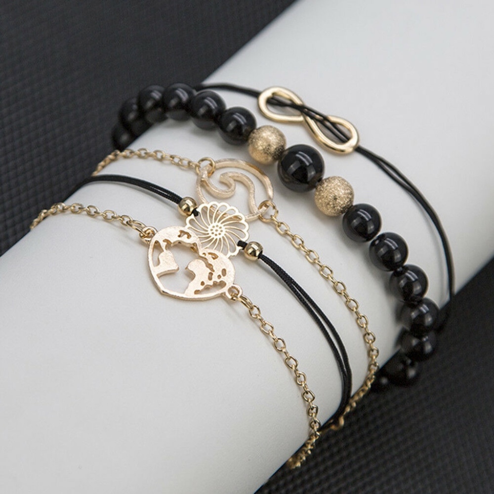 'In Bloom' 5-piece Gold Tone Earthy Bracelet Set - Picture 2 of 4